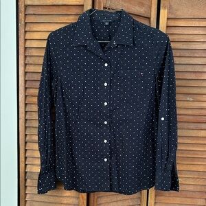 Women’s Navy Polka Dot Dress Shirt